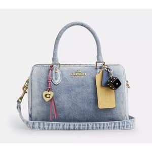 Rowan Satchel Bag In Loved Denim With Charms Restock Notifications