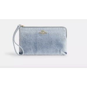 Large Corner Zip Wristlet In Loved Denim Restock Notifications