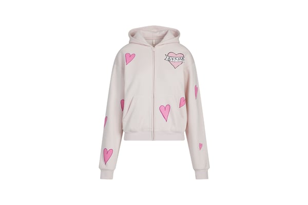 トップス SKIMS Hoodie Barely Pink Heart S Track Skims Cotton Fleece Classic Zip Up Hoodie - Barely Pink