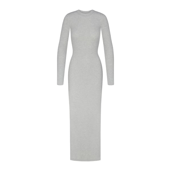 waffle crew neck long sleeve dress Monogrammed Waffle Dress