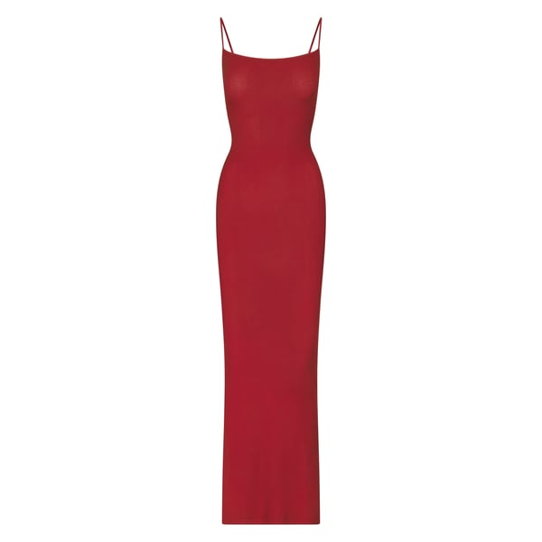 Track Soft Lounge Long Slip Dress - Brick - XXS at Skims Track Soft Lounge Long Slip Dress - Brick - XXS at Skims