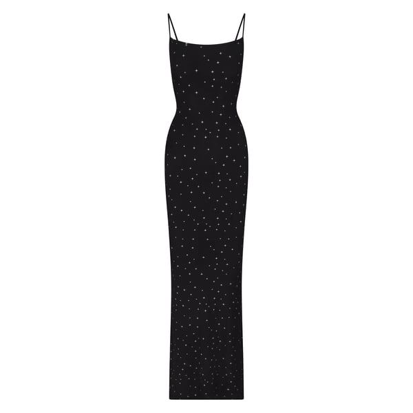 skims black glitter dress Track Soft Lounge Long Slip Dress - Onyx Sparkle Print