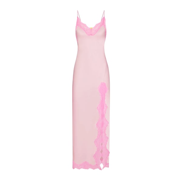 woven shine lace long dress Track Woven Shine Lace Long Dress - Cherry Blossom
