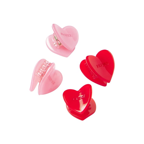 Track Mini Heart Hair Clips Pack - Baby Pink/Ruby - OS at Skims