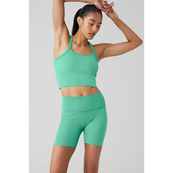 Track Alo Seamless Ribbed Favorite Bra Tank - Lettuce - M at Alo Yoga