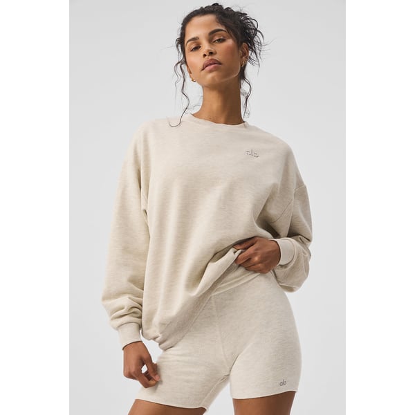 Track Alo Accolade Crew Neck Pullover - Oatmeal Heather - 2 Xl at Alo Yoga