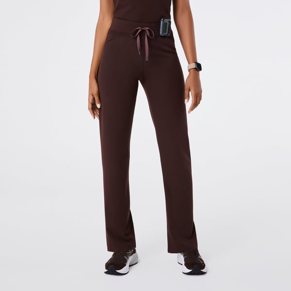 Track Figs High Waisted Livingston Basic Scrub Pants - Espresso